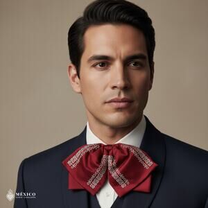Mexican Embroidered Charro Moño – Traditional Satin Mariachi Bow Tie